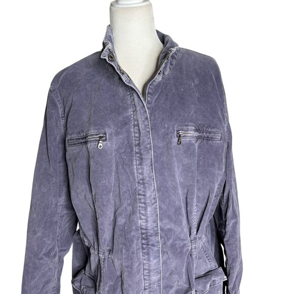 J Jill Stretch Utility Jacket Adjustable Waist 2XL Grey Purple Cotton Pockets - Picture 2 of 8